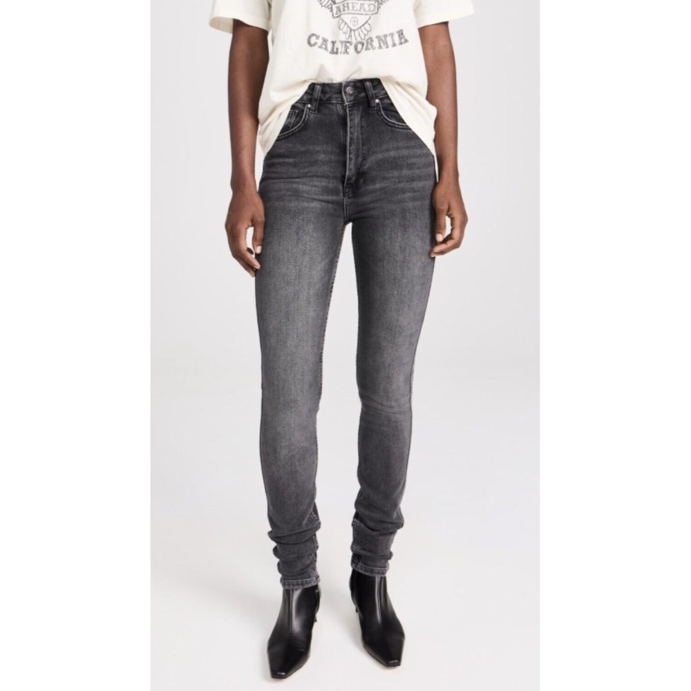 NWT Anine Bing Dark Gray Beck High Rise Skinny Silhouette Jeans 5-Pocket 25